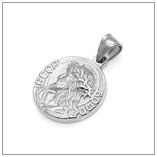 Heavstjer W213S1084-WHITE Fashion Stainless Steel Jesus Portrait Round Pendant Coin Necklace thumb #3