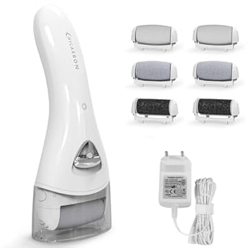 MYCARBON Pedicure Elettrico Professionale Cura Piedi Ricaricabile Attrezzi Leviga Calli Talloni Screpolati Rimuove Duroni Pelle Secca con 6 Rulli Ricambio