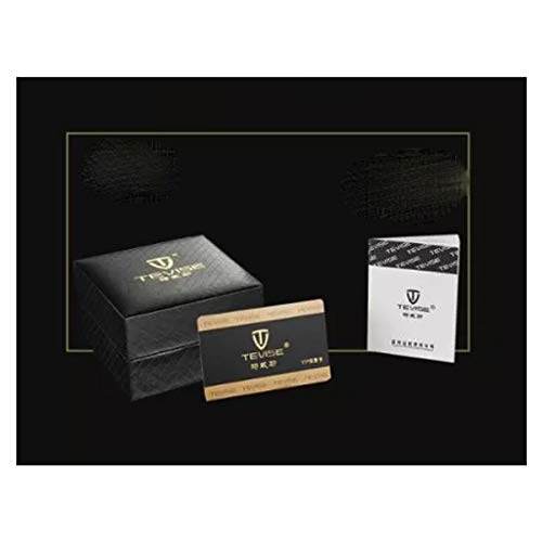 TEVISE Mens Automatic Mechanical Watch White Silver Brown Moonphase T795