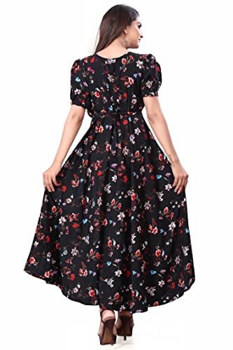 Image of FLARED ALINE MAXI DRESS WITH FLORAL PRINT FOR WOMEN