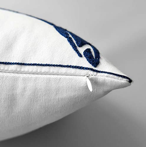 Decopow Embroidered Cute Nautical Animal Pillow Cover,Square 18 Inches Decorative Canvas Pillow Cover For Nautical Style Deco By (Navy-Sea Turtle) #TOP3