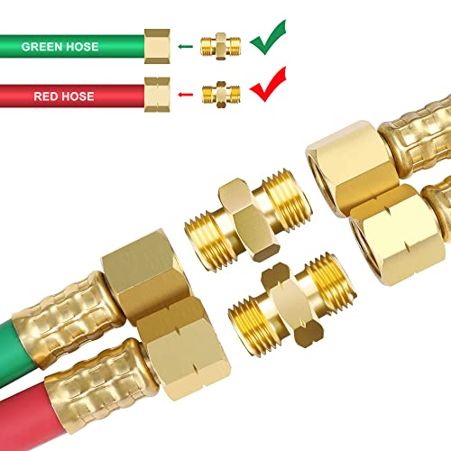 Image of Hromee Welding Hose Coupler Adapter Set 3 /16 inch and 1 /4'' fitting 9 /16 inch-18 LH&RH for Oxygen Acetylene Twin Hose (Pack of 2)