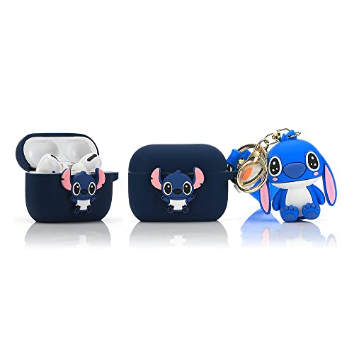Derhom Airpods Pro Carcasa de Silicona Compatible con Airpods de Apple Pro [Serie de Muñecas con Cinturón de Dibujos Animados] (Stitch)