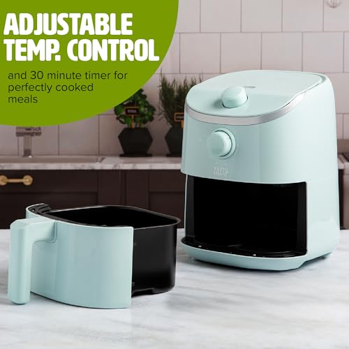 Tasty Personal Air Fryer, Healthier Meals in Minutes, Adjustable Temp Control up to 400°F, Easy-to-Use Design, Nonstick Basket and Tray Made without PFAS, PFOA, PFOS & PTFE, 900 Watts, 2-Quart, Aqua - Image 3