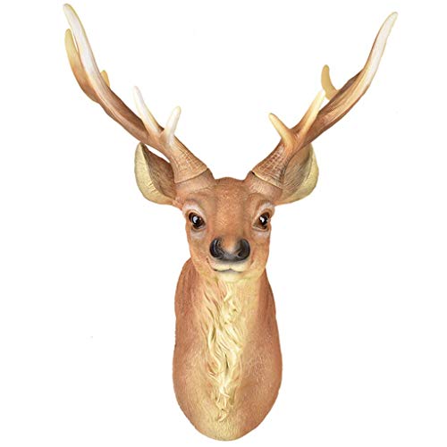 Statue de tête de cerf rétro en résine marron 42x27x60 cm pour salon