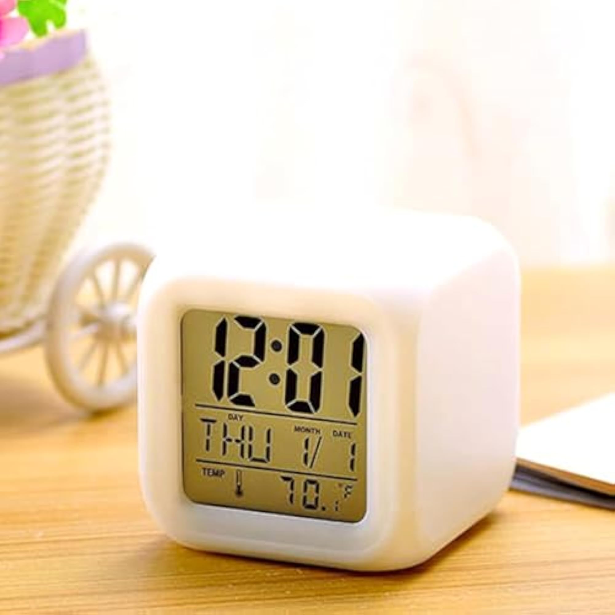 Digital Cube Alarm Clock with RGB LED Light