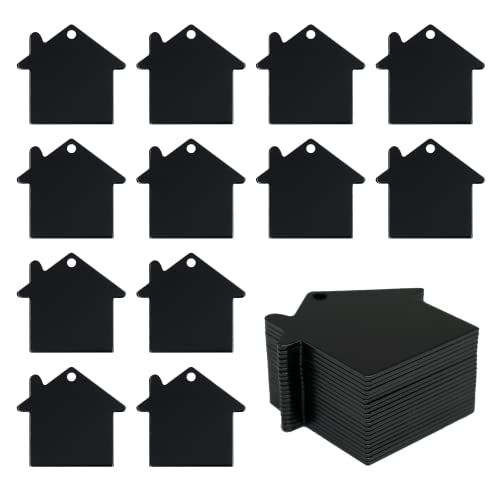 StayMax House Shape Aluminum Tags Stamping & Engraving Blanks 25 Pack (Black)