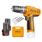 INGCO Parafusadeira Furadeira CIDLI12206 12V 2/Bat c/Iluminação LED Mandril 3/8 Parafusamento Perfuração Leve