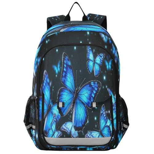 Sac à dos ordinateur portable enfants papillon bleu brillant de la classe au parc