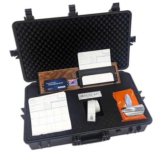 Crime Scene Deluxe FD-258 Fingerprinting Kit - / 250 FD-258 Cards/XL Size Fingerprint Ink Pad/Cardholder/ReTabs/Sturdy Carry Case
