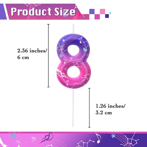 Image of Pink Purple Number 8 Birthday Candles, Cartoon Themed Cupcake Toppers for Boys Girls Cake Decorations, Cake Toppers, Birthday Decorations Party Supplies, Number Candles for Party Decor