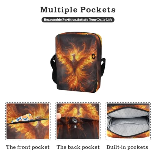 messenger bags Shoulder Crossover Bag crossbody purses for women Adjustable Strap for Outdoor Daily Outdoor Daily- Fire Bird Red Phoenix2