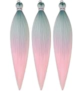 Mint to Pink Braiding Hair Pre Stretched 26 Inch Braid In Hair Extensions for Box Braids (Pack of 3)