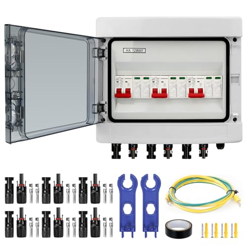 Überspannungsschutz PV DC 40A/1000V Trennschalter Blitzschutz Leitungsschutzschalter(3 in 3 out) Solar PV Anschlusskasten IP65 Wasserdicht