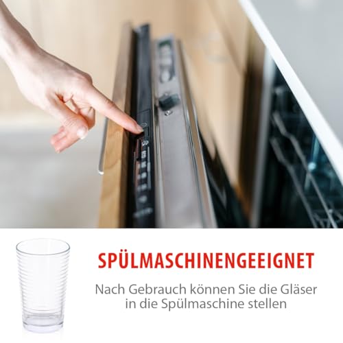 alpina Wassergläser - Trinkgläser Set - Gläser Set 6 Teilig - Spülmaschinenfest - 220 ml, Weiß