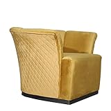 Toscohome Fauteuil en Velours Ocre avec Base Noire - Argentario Berger