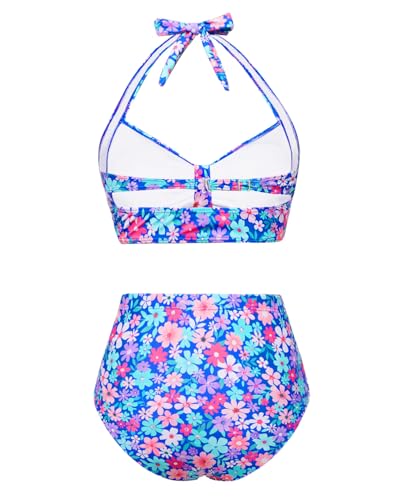 Image of Holipick Women High Waisted Bikini Set Two Piece Swimsuit Tummy Control Bathing Suit Vintage Halter Swimwear