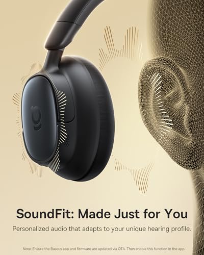 Image of Baseus Bowie MH1 Adaptive Active Noise Cancelling Headphones, Real-Time Adaptive Hybrid ANC, SuperBass 2.0, LDAC Hi-Res Sound, 80H Playtime, Comfortable Fit, Clear Calls, Bluetooth 6.0 -Cosmic Black