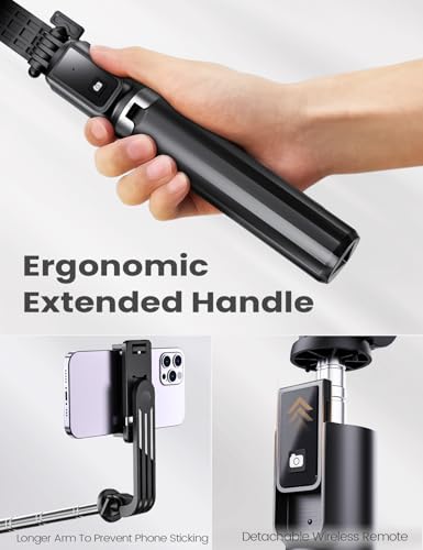 ANXRE Selfie Stick Travel Tripod, Extendable 360° Rotatable Selfie Stick Stand with Remote, 41.7" Tabletop Travel Tripod Compatible with Smartphone Gopro - Image 3