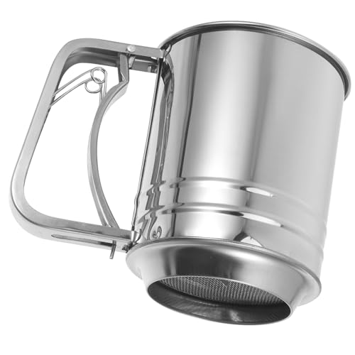 SEWACC Cedazo para Harina Manual de Acero Inoxidable Tamizador de Mano Mediano Malla Fina Espolvoreador Portátil para Repostería y Cocina Utensilio Práctico para Tamizar Harina y