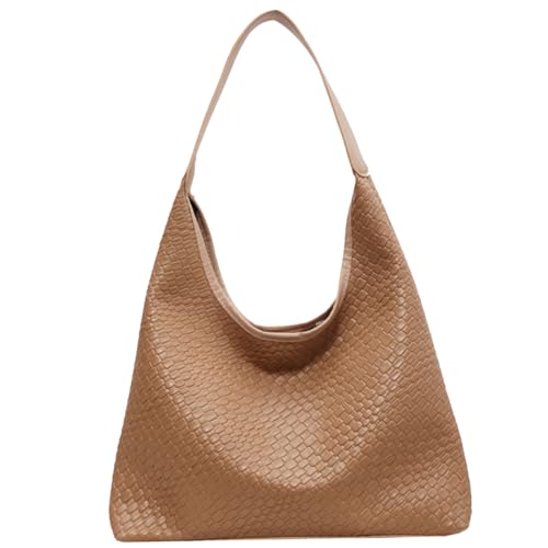 Sac fourre-tout en cuir végétalien tissé main élégant kaki