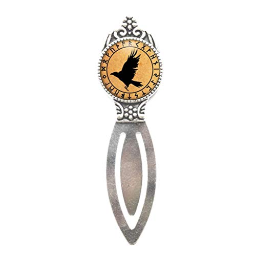 Bird Bookmarker Rune Bookmark Occult Jewelry Charm Norse Amulet Animal Raven Bookmarker Crow Bookmarker,Cute Bookmark,M400,Silver,bronze,3.19 inchx0.91 inch