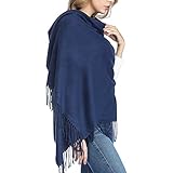 Extra Large Thick Soft Cashmere Wool Shawl Wraps for Women - PoilTreeWing Pashmina Scarf(Navy)