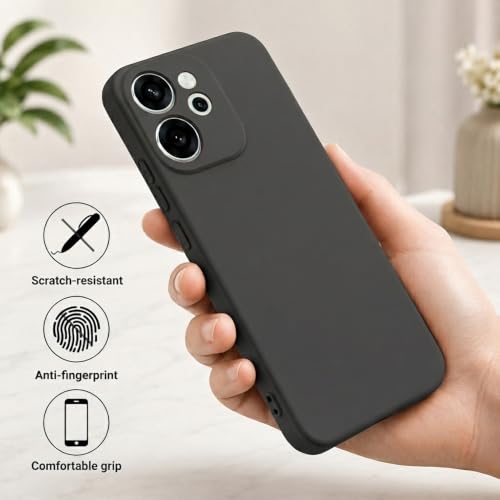 Image of Back Cover Compatible with Oppo Reno15 Pro 5G / 15 Pro Mini 5G | Full Camera Protection | Premium Liquid Silicon Case | Flexible Bumper Case for Oppo Reno15 Pro 5G / 15 Pro Mini 5G (Black)