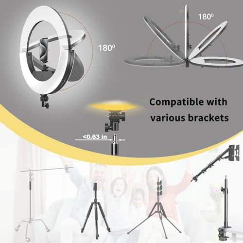 Image of 18 inch 55W Ring Light, High Brightness, No Bracket, Linkable on Wall-Mounted Triangular Arm, Ideal for Studios & Makeup, Live Streaming & Hair Salons, Best Beginner LED Light