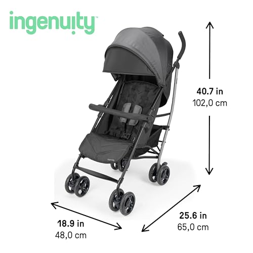 Image of Ingenuity 3Dlite Jewel Convenience Stroller - Lightweight Folding Stroller with Car Seat Compatibility, Extra-Large Canopy & Storage