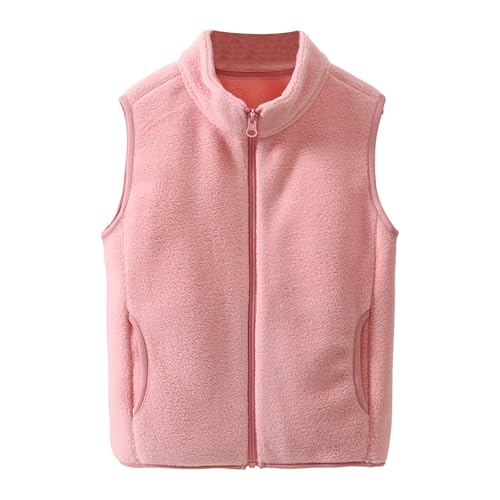 Toddler Boys Girls Fleece Vest Jacket Full-Zip Warm Sleeveless Winter Warm Outerwear With Pockets 2-6 Years