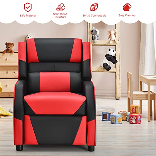 Uiiaiouiaio Recliner Chair For Boy Girl Living Room, Pu Leather Lazy Boy Recliner With Side Pocket, Reclining Chair For Small Spaces (Red) #TOP3