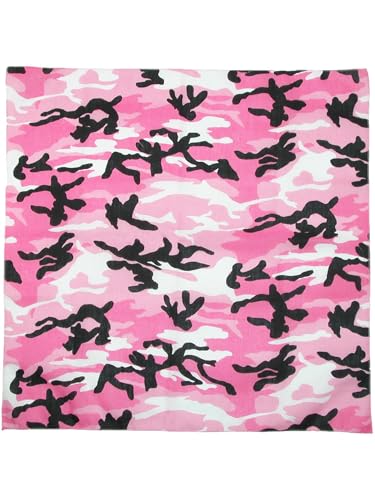 Bandana rosa camuflaje de algodón para mujer ideal como pañuelo para la cabeza 3