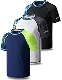 Liberty Pro 3 Pack Boys' UPF 50+ Rash Guard Short Sleeve Swim Shirts, Quick Dry UV Protection Swimwear for Kids, Set 3, Youth X-Large
