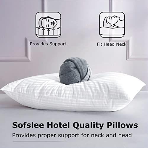 Sofslee Pillows Standard Size Set Of 2, Bed Pillows For Sleeping, Standard Pillows 2 Pack For Back, Stomach Or Side Sleepers, Fluffy Pillows For Bed With Down Alternative, Machine Washable #TOP1