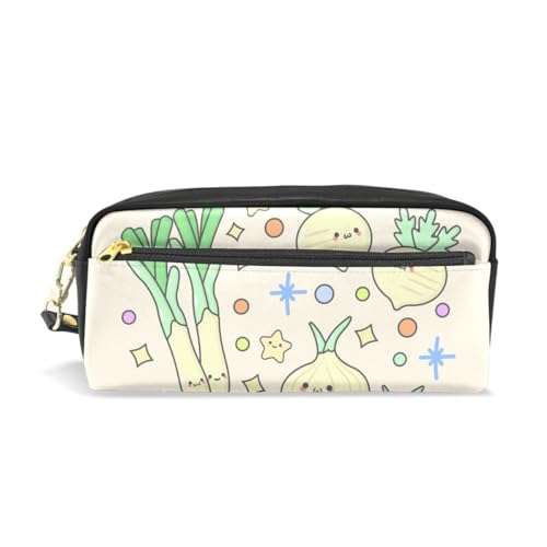 Akiraki ペンケース おしゃれ 高校生 筆箱 大容量 女の子 ふでばこ 中学生 小学生 ペンポーチ 化粧ポーチ 野菜 星柄 おもしろ べジュー色 可愛い PU レザー ポーチ ケース 文房具 文具 可愛い
