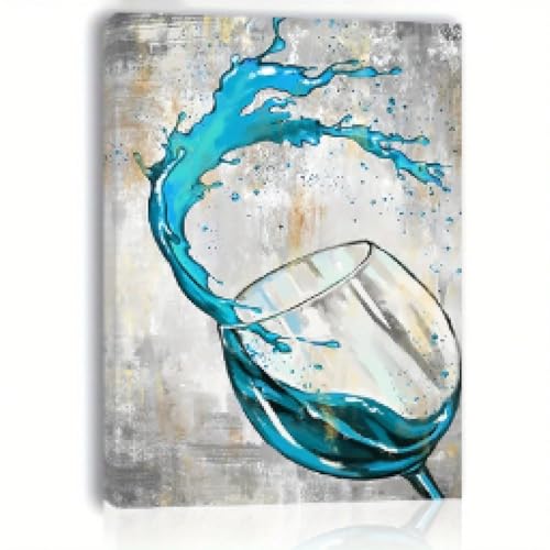 Cadre Toile Art Vin Turquoise Éclatant - Tableau Décoratif 60x80cm
