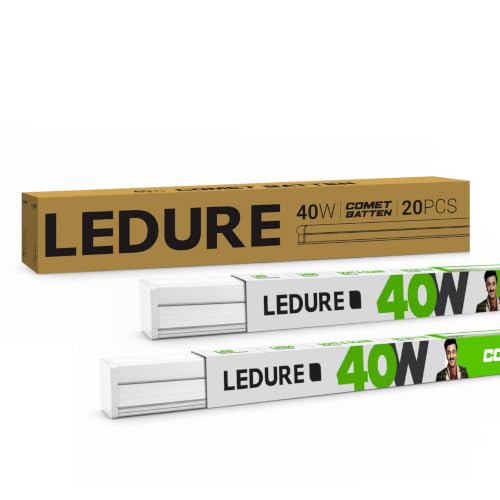Image of LEDURE Comet 40W LED Batten Light 4 Feet | Pack of 20 | High Brightness 4000 Lumens | Warm White (3000K)| Wall Ceiling LED Tubelight for Home, Living Room, Bedroom, Study