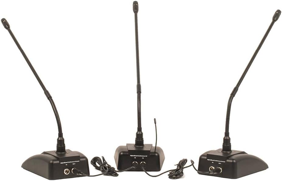 Three VocoPro microphone bases connected in a wired daisy-chain configuration