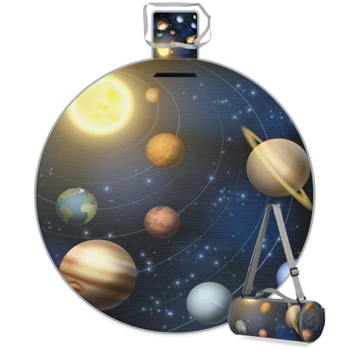 Shimoshe Galaxy Universe Picnic Outdoor Blanket Foldable Waterproof Sandproof Beach Blanket Portable Water-Resistant Round Picnic Mat for Travel Camping Park Lawn