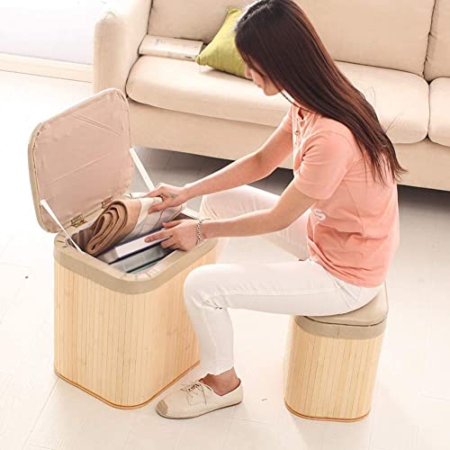 Pouf assis rangement en bambou pour désencombrer le salon - 5