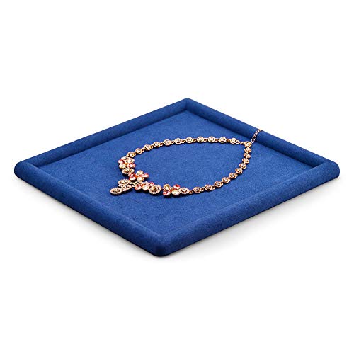 Microfiber Jewelry Tray Jewelry Display Trays Stackable Jewelry Organizer Tray Jewelry Trays For Drawer Padded Jewelry Tray for Necklace Bracelets Storage (Blue)