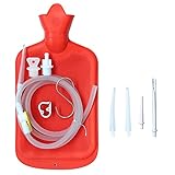 Abyclean Enema Bag Kit Rubber Anal Douche Vaginal Douche Enema Cleaner for Women’s or Man’s Health with Nozzles (Red, 2L)