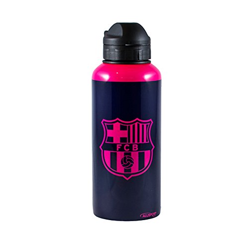 Image of FC Barcelona Official Aluminium Crest Design Water Bottle (One Size) (Black/Pink)