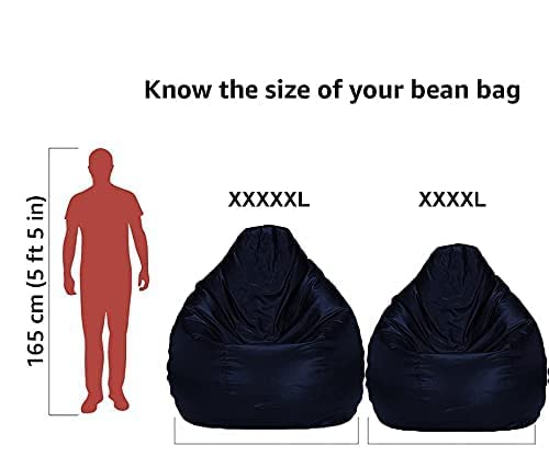Image of Casa Copenhagen Premium Leather Bean Bag Chair, Filled with Beans | Capacity: Upto 7 Ft Height, 200 KG Weight | 4XL | Navy Blue Mint