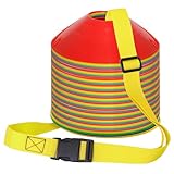 Ashmacdo 6.5 Feet Strap Cone Carrier Sport Cone Carrying Strap Black Adjustable Agility Disc Cone Shoulder Strap for Storage & Travel with Quick Snap Closure (Yellow)