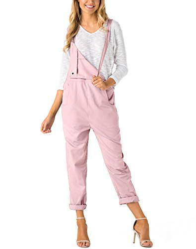 YOINS Women Fashion Overalls Bib Baggy Dungaree Adjustable Strap Romper Jumpsuit Pink XL