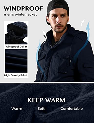 Image of WenVen Men's Winter Thickened Military Parka Jacket Warm Coat