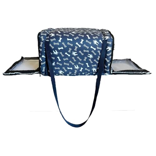 Bolsa de Transporte Pet Viajem Avião Gato e Cachorro Impermeável com Zíper Azul Marinho