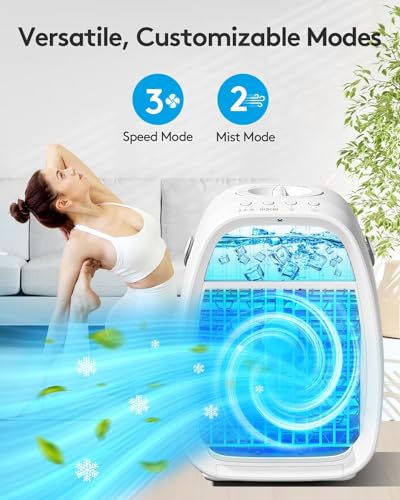 Ventilateur de climatisation portable JYew 4 en 1 avec humidificateur RVB 3 vitesses - 4